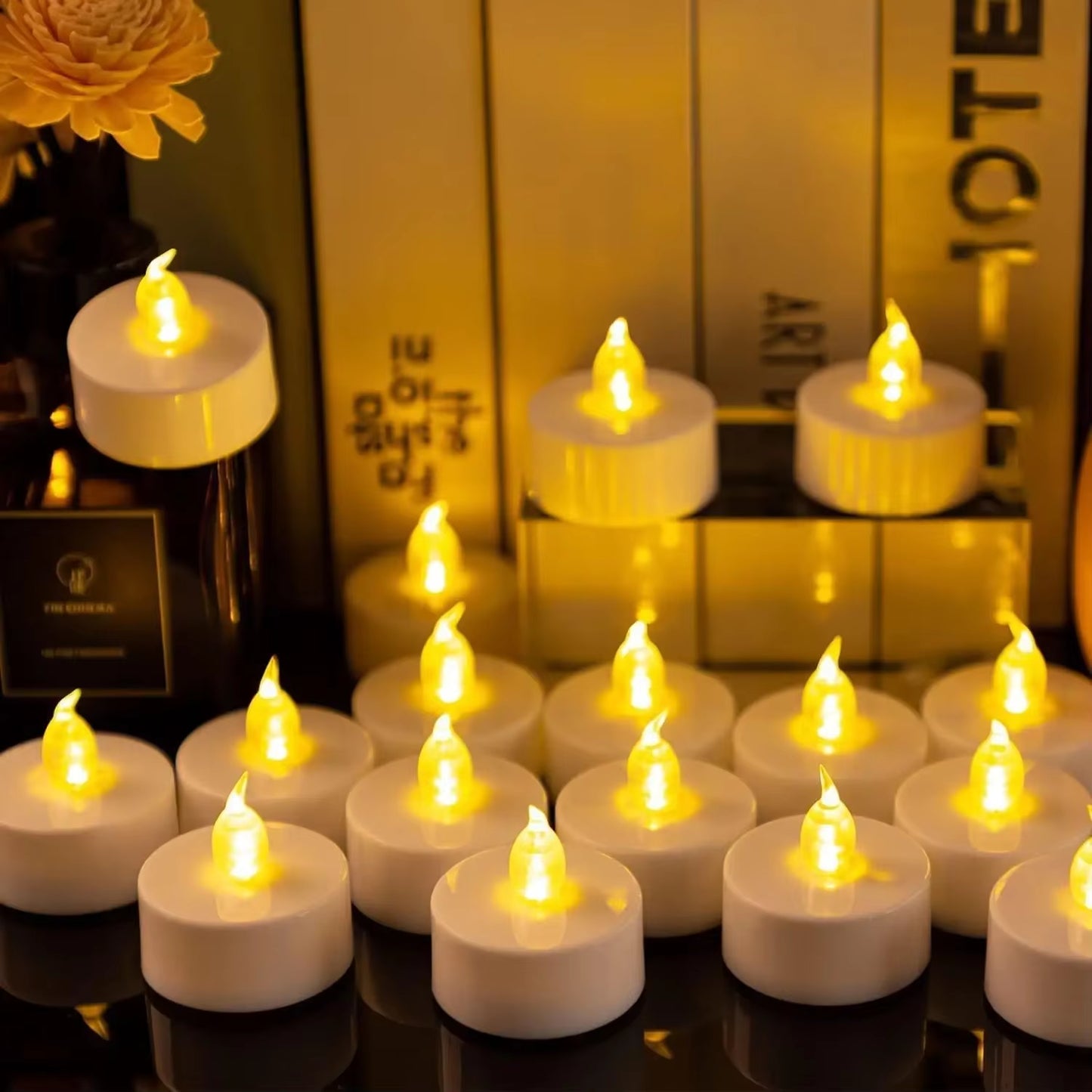 24Pcs Flameless LED Candle Set - Warm White Tea Lights for Halloween & Christmas Decor