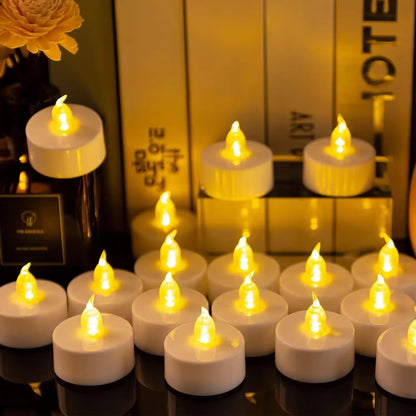 24Pcs Flameless LED Candle Set - Warm White Tea Lights for Halloween & Christmas Decor