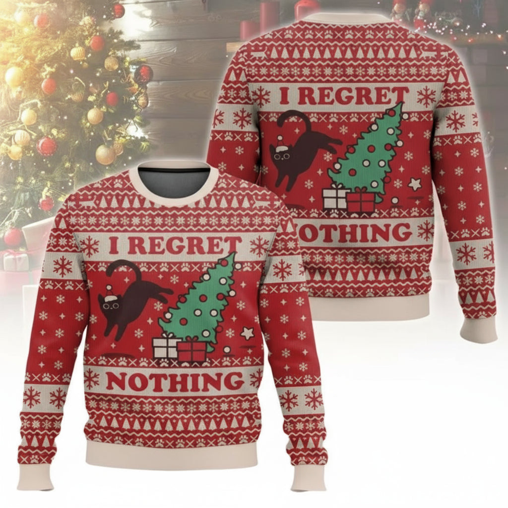 On the Naughty List & Loving It! Funny Cat Ugly Christmas Sweater for Men & Women - Perfect Holiday Pullover for 2026