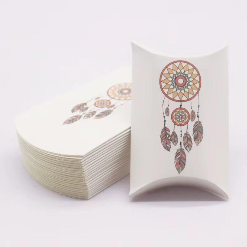 10 Pcs Large DIY Handmade Pillow Boxes with Windows - Elegant White/Leather Gift Packaging for Christmas and Special Occasions
