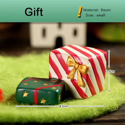 Festive Miniature Christmas Tree Figurines - Snowman, Santa, Bear & Deer for Dollhouse & Garden Decor