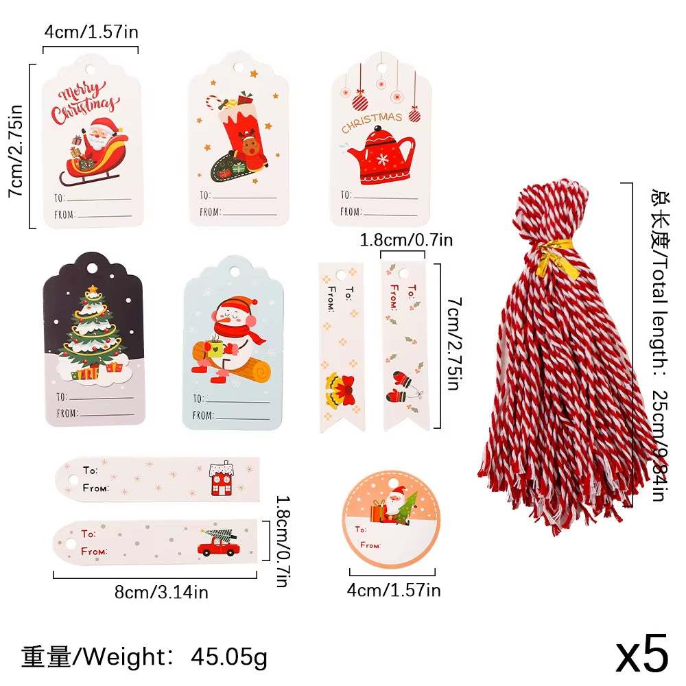 50Pcs Santa Claus Paper Card Christmas Tree Ornaments - Festive Hanging Decorations for Home Decor & DIY Party Supplies