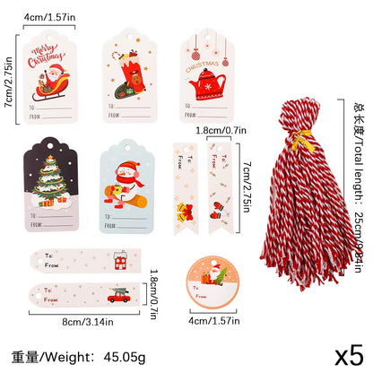 50Pcs Santa Claus Paper Card Christmas Tree Ornaments - Festive Hanging Decorations for Home Decor & DIY Party Supplies