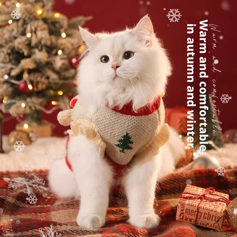 Adorable Christmas Cat & Dog Costumes - Cozy Santa Sweater for Holiday Fun!