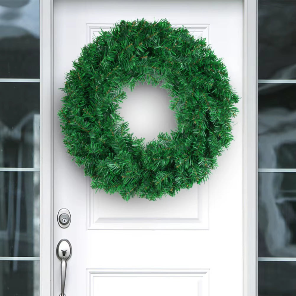Seasonal Artificial Green Wreath - 30/40/50Cm PVC Wall Decor with Christmas Ribbon for Front Door & Fall Celebrations