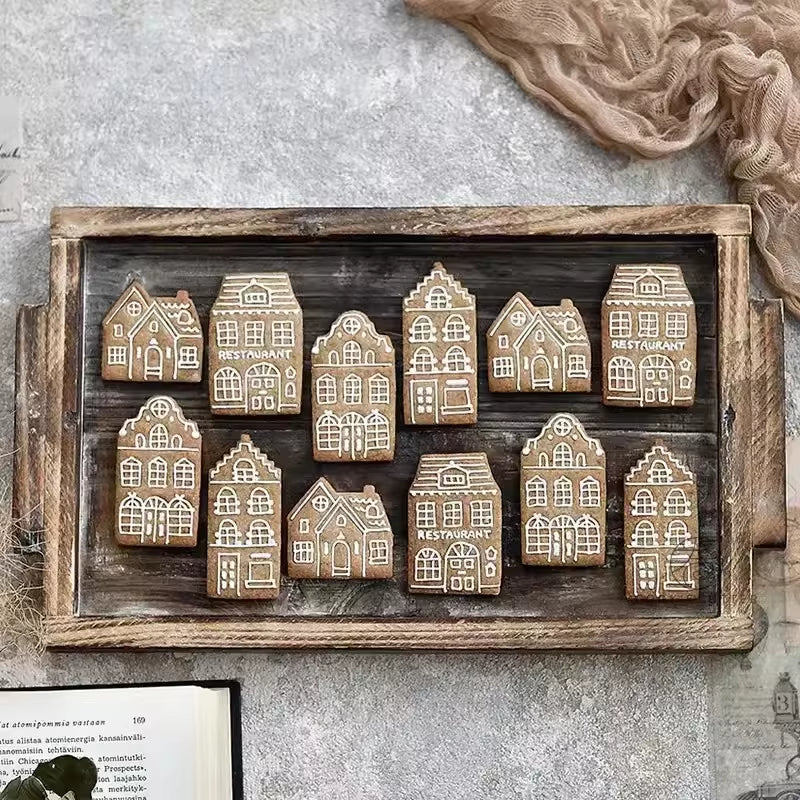 4Pcs Christmas Gingerbread House Cookie Cutters - Festive Biscuit Stamps for Cake Decorating & Baking Fun!