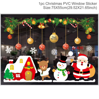 Merry Christmas Window Stickers - Festive Decorations for Home & Kids Room - New Year 2026 Wall Stickers