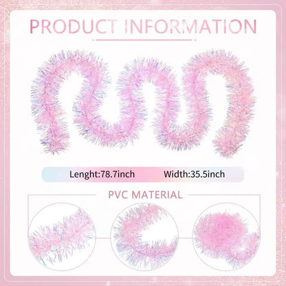 Stunning 78.7 Inch Pink Tinsel Garland - Sparkling Metallic Glitter for Christmas, Weddings, Birthdays & Holiday Home Decor (1-10PCS)
