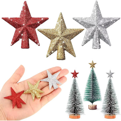 Glittering Star Christmas Tree Ornaments - 3 Pack Festive Decor for a Merry Navidad!