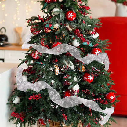 5M Christmas Satin Ribbons with Snowflake Pattern - Perfect for Gift Bows, DIY Crafts, and Holiday Decor