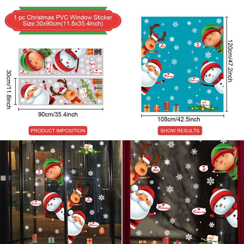 Merry Christmas Window Stickers - Festive Decorations for Home & Kids Room - New Year 2026 Wall Stickers