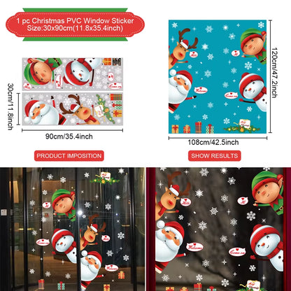 Merry Christmas Window Stickers - Festive Decorations for Home & Kids Room - New Year 2026 Wall Stickers