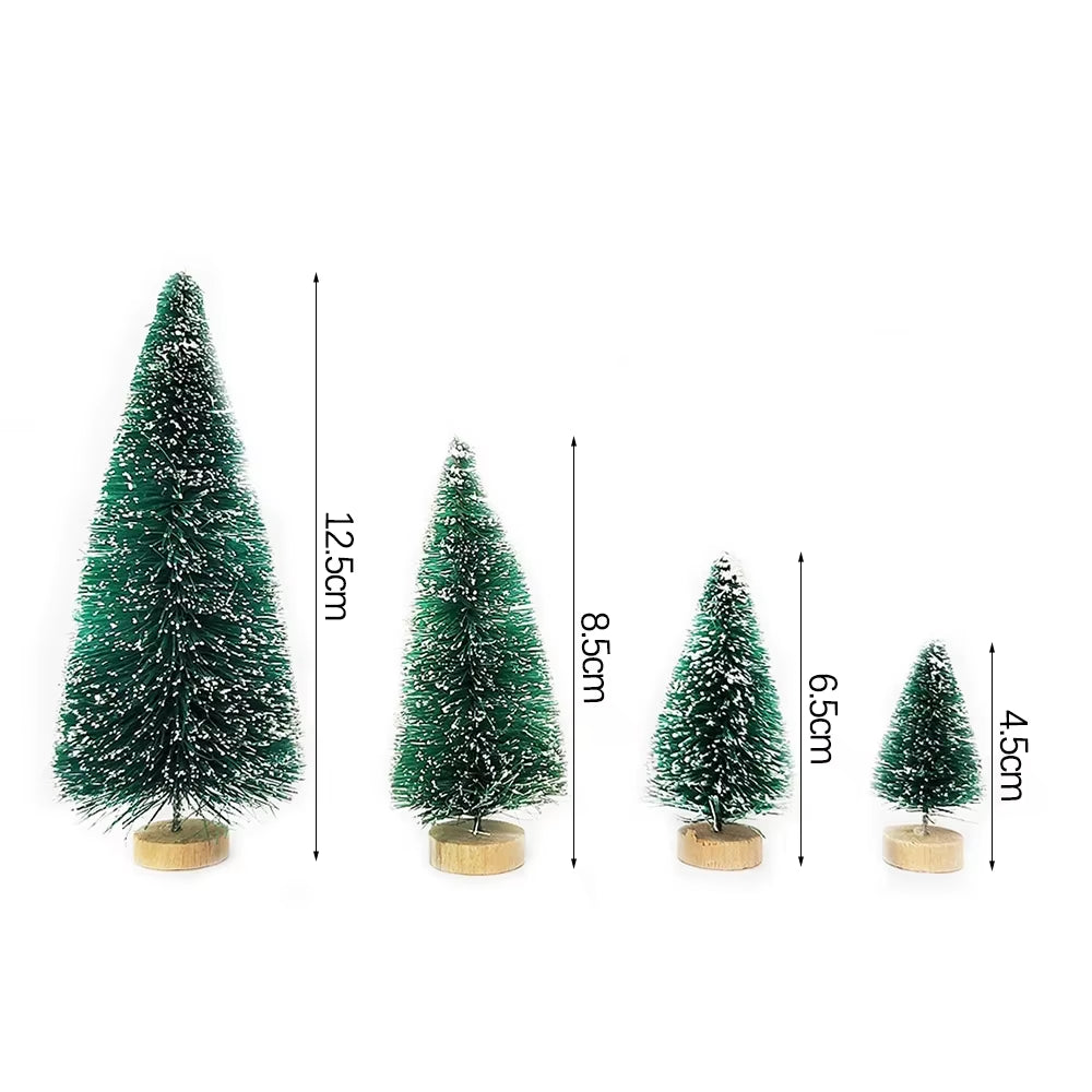 Mini Christmas Trees Set - 5/8 Pcs Small Artificial Cedar Pine Sisal Tabletop Decorations for Merry Christmas Parties