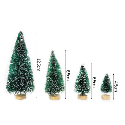 Mini Christmas Trees Set - 5/8 Pcs Small Artificial Cedar Pine Sisal Tabletop Decorations for Merry Christmas Parties