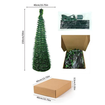 1.5M/5FT Foldable Telescopic Christmas Tree - Reusable Shining Bright Festive Decor for Joyful Parties