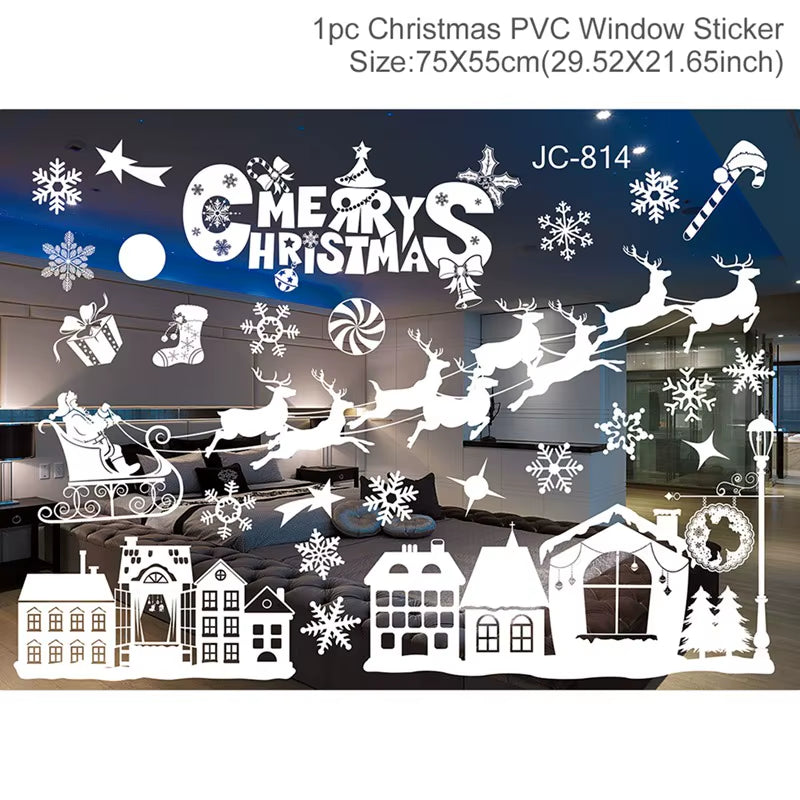 Merry Christmas Window Stickers - Festive Decorations for Home & Kids Room - New Year 2026 Wall Stickers