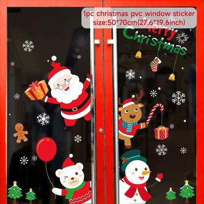 Merry Christmas Window Stickers - Festive Decorations for Home & Kids Room - New Year 2026 Wall Stickers
