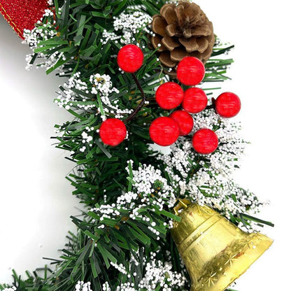 Festive 30Cm Christmas Wreath with Berries, Bow, and Bells - Perfect Holiday Decor for Door, Window, and Wall!