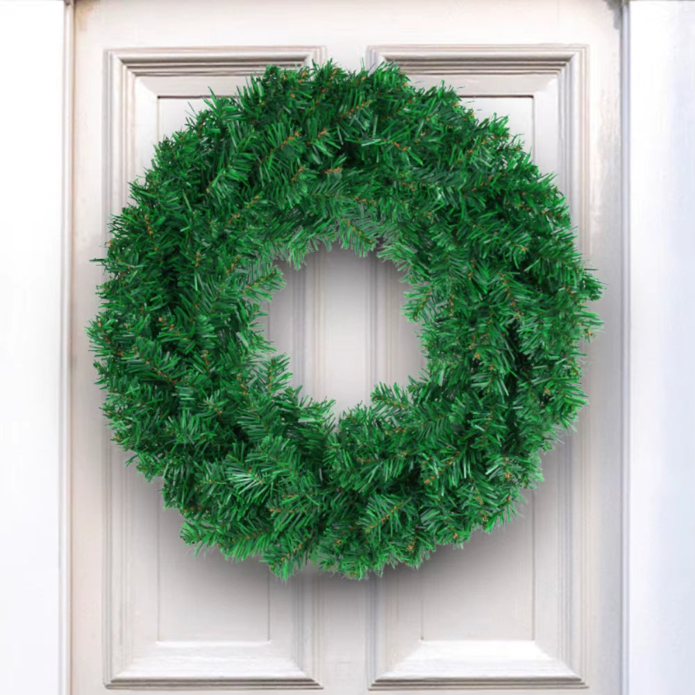 Seasonal Artificial Green Wreath - 30/40/50Cm PVC Wall Decor with Christmas Ribbon for Front Door & Fall Celebrations