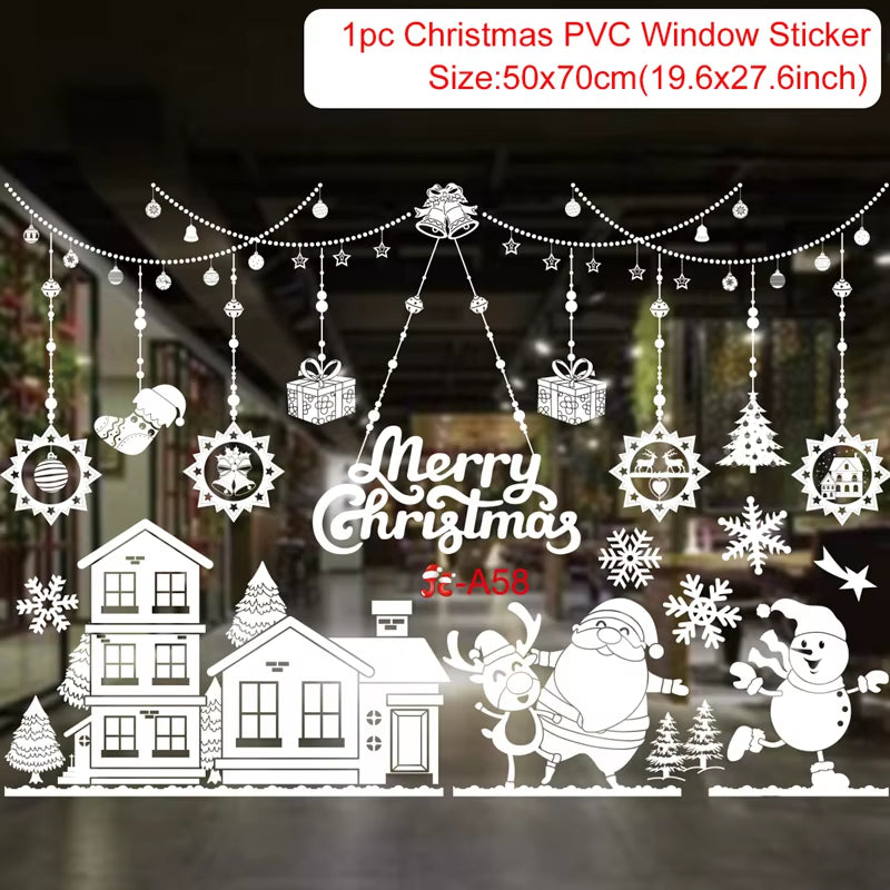 Merry Christmas Window Stickers - Festive Decorations for Home & Kids Room - New Year 2026 Wall Stickers