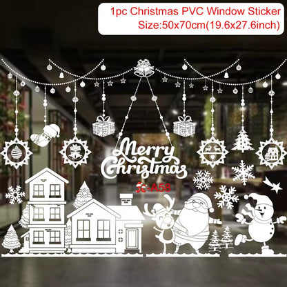 Merry Christmas Window Stickers - Festive Decorations for Home & Kids Room - New Year 2026 Wall Stickers