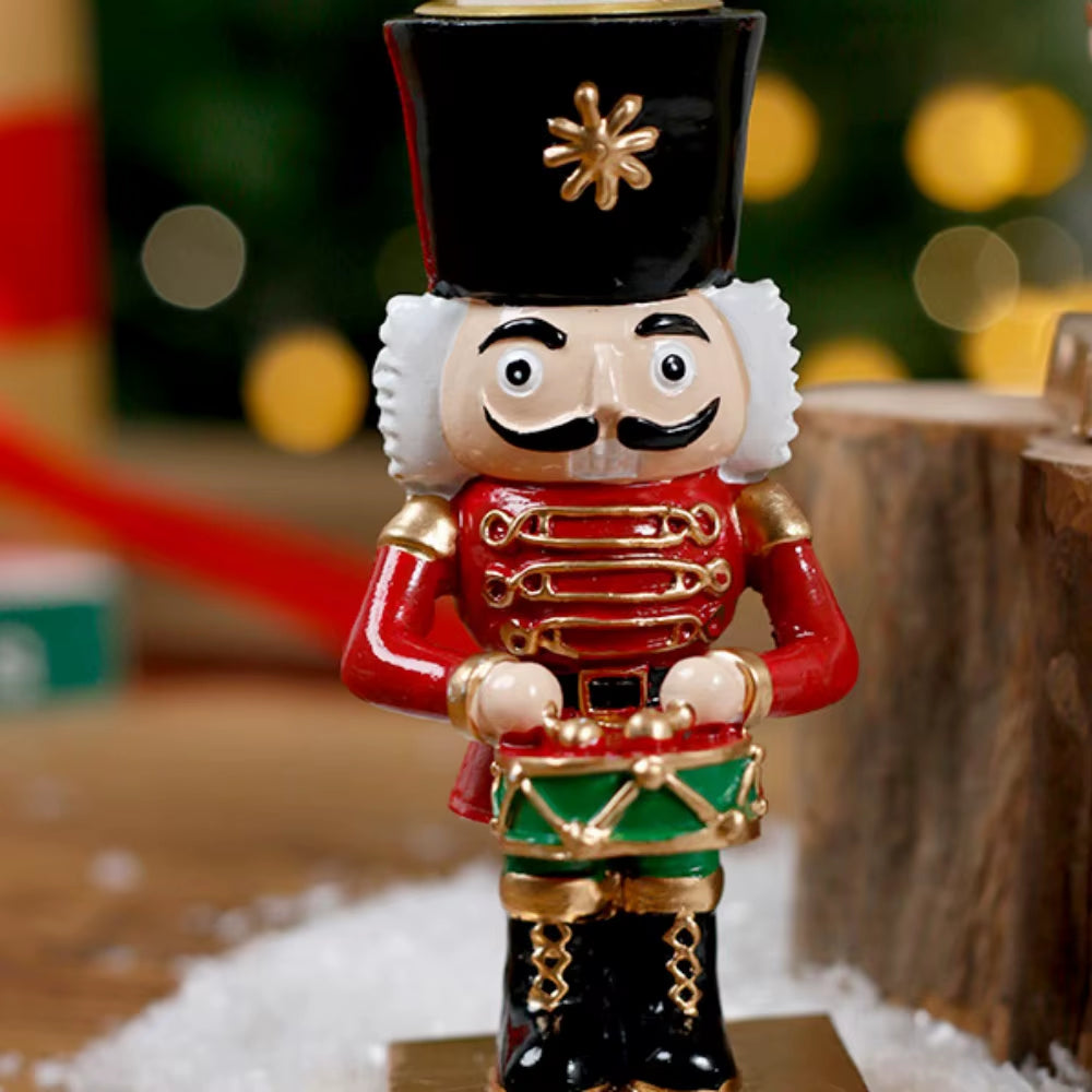 Charming Santa Claus Nutcracker Candle Holder Figurines - Perfect Indoor Christmas Tabletop Centerpieces!