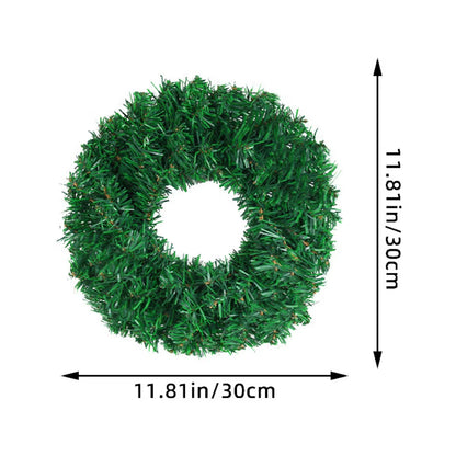 Seasonal Artificial Green Wreath - 30/40/50Cm PVC Wall Decor with Christmas Ribbon for Front Door & Fall Celebrations