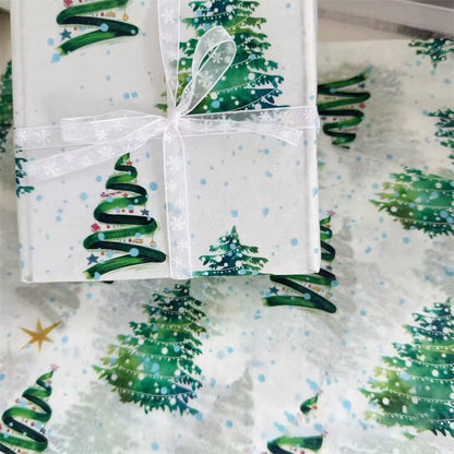 10Pcs Festive Christmas Tree Tissue Paper - Santa Claus Gift Wrapping & Craft Packaging for New Year Celebrations