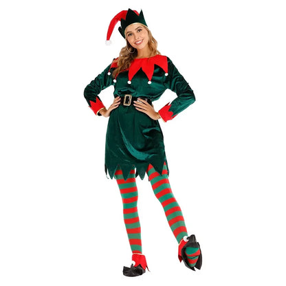 Enchanting Christmas Elf Costume Set - Green Santa Claus Role Play Outfit for Festive Parties