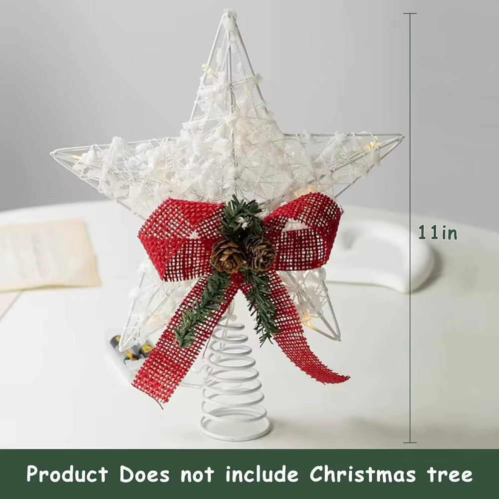 Battery Operated LED Christmas Tree Star Topper - Festive Treetop Decoration for a Magical Holiday Touch