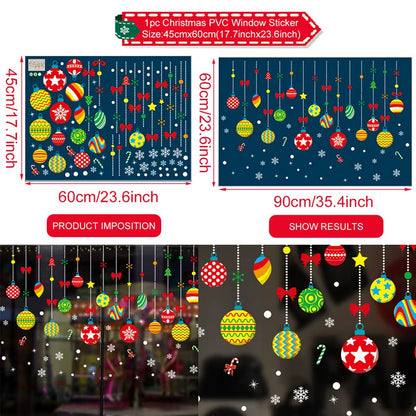 Merry Christmas Window Stickers - Festive Decorations for Home & Kids Room - New Year 2026 Wall Stickers
