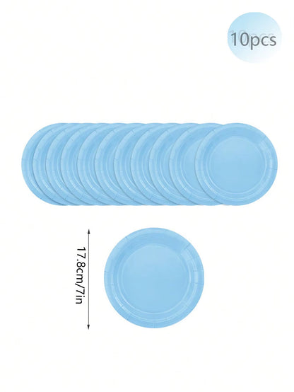 Charming Solid Light Blue Birthday Party Supplies for Super Girls - Disposable Tableware Set with Napkins, Cups, Plates, Tablecloths, and Straws