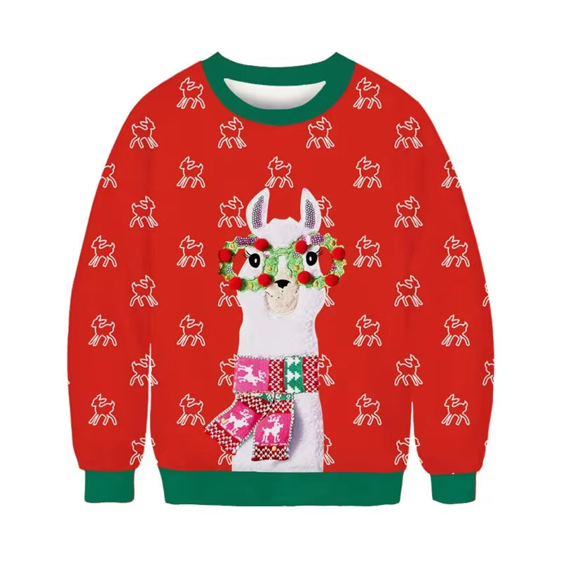 Festive 3D Printed Santa Claus Ugly Christmas Sweater Hoodie for Men & Women - Plus Size Holiday Party Pullover