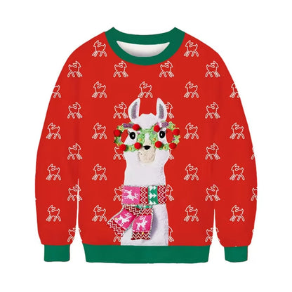 Festive 3D Printed Santa Claus Ugly Christmas Sweater Hoodie for Men & Women - Plus Size Holiday Party Pullover