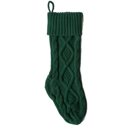 Larger 46CM Classic Green/Red Knitted Christmas Stockings - Perfect for Holiday Decor and Family Celebrations!