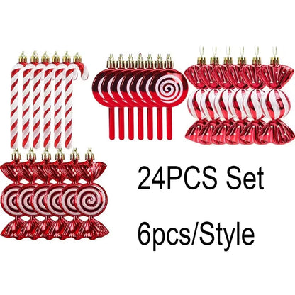 Festive 6-24PCS Christmas Lollipop Candy Cane Ornaments - Perfect for Tree Decorations & Holiday Party Gifts!