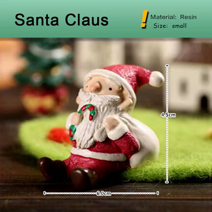 Festive Miniature Christmas Tree Figurines - Snowman, Santa, Bear & Deer for Dollhouse & Garden Decor