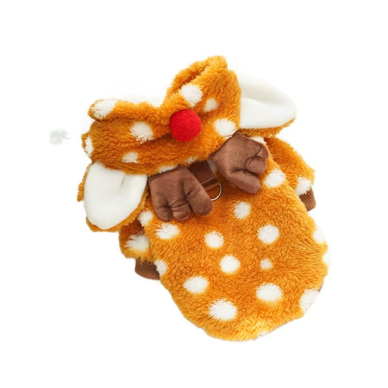 Cozy Velvet Christmas Cat & Dog Clothes - Stylish Elk Design for Medium-Sized Pets