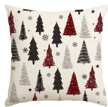 Festive Christmas Tree & Snowflake Throw Pillow Covers - Set of 4 for Cozy Holiday Decor on Sofa & Couch