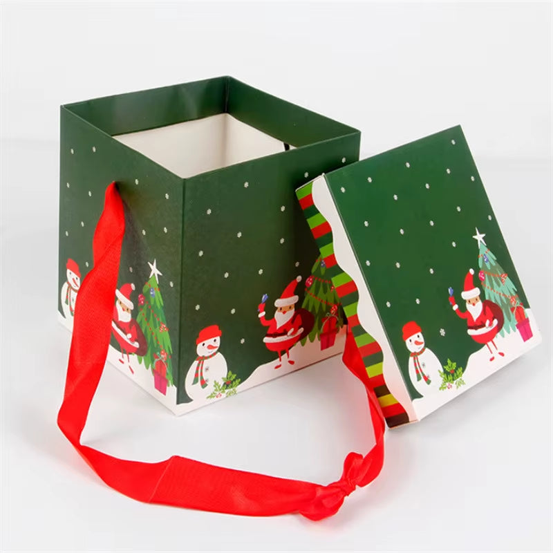 8Pcs Christmas Gift Boxes Kraft Paper/Plastic Candy Cookies Snack Boxes for Xmas New Year Party Biscuit Bag Noel Navidad