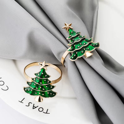 Elegant Christmas Napkin Rings - Set of 1/6 Pcs - Festive Tree Ornaments for Holiday Table Decor & New Year Celebrations