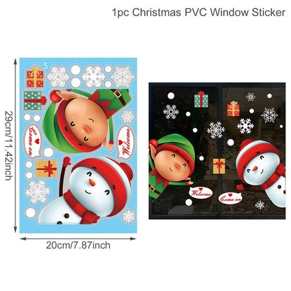 Merry Christmas Window Stickers - Festive Decorations for Home & Kids Room - New Year 2026 Wall Stickers