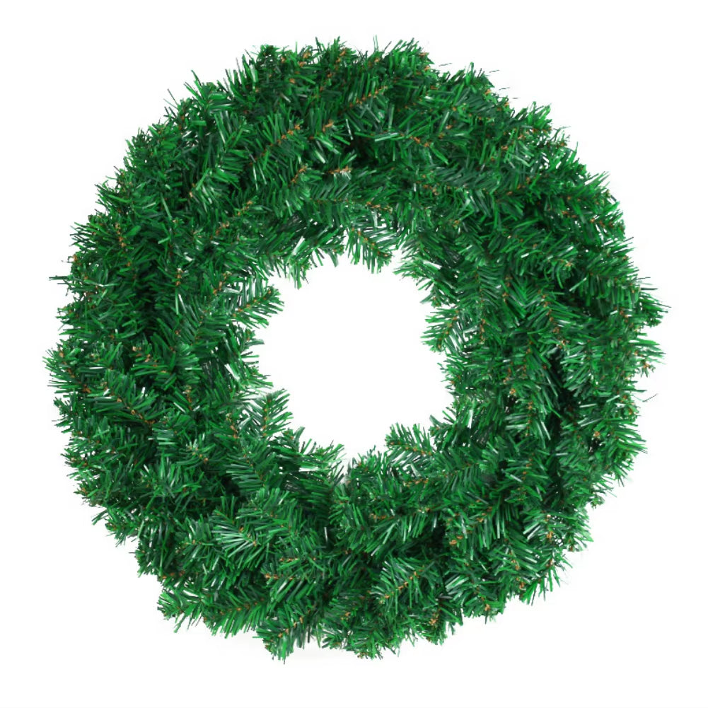 Seasonal Artificial Green Wreath - 30/40/50Cm PVC Wall Decor with Christmas Ribbon for Front Door & Fall Celebrations