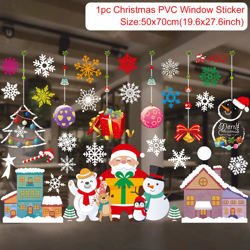 Merry Christmas Window Stickers - Festive Decorations for Home & Kids Room - New Year 2026 Wall Stickers