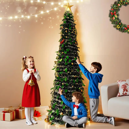 1.5M/5FT Foldable Telescopic Christmas Tree - Reusable Shining Bright Festive Decor for Joyful Parties