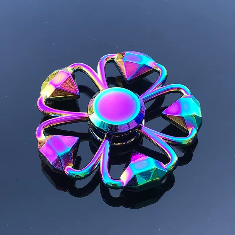 High-Speed Rainbow Metal Fidget Spinner - Colorful Stress Relief Toy for Adults