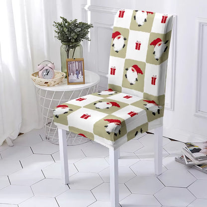 Festive Stretchable Christmas Chair Covers - Washable Elastic Seat Protectors for Dining Room & Kitchen Decor