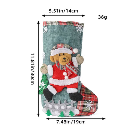 Festive 30CM 3D Santa Claus & Elk Knitted Christmas Stockings - Perfect for Holiday Gift Giving & Decoration!