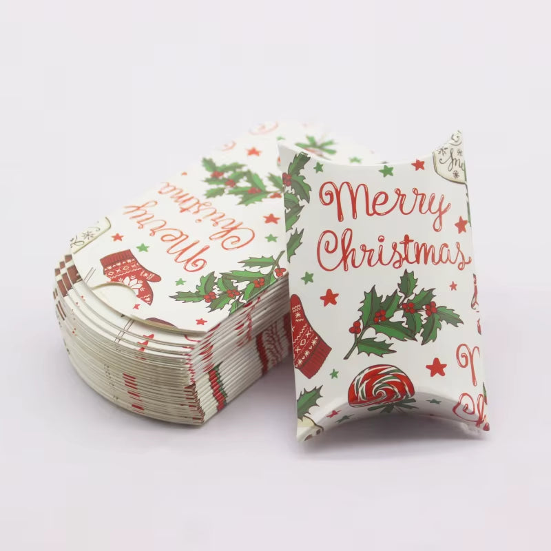 10 Pcs Large DIY Handmade Pillow Boxes with Windows - Elegant White/Leather Gift Packaging for Christmas and Special Occasions