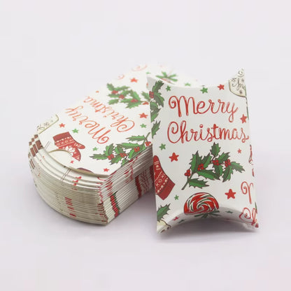 10 Pcs Large DIY Handmade Pillow Boxes with Windows - Elegant White/Leather Gift Packaging for Christmas and Special Occasions